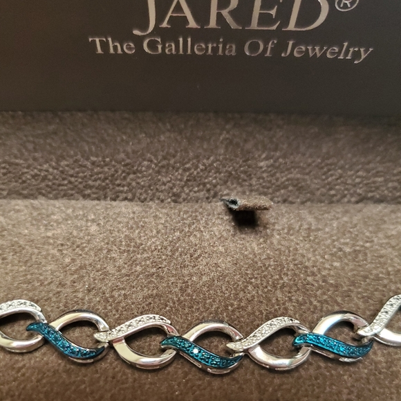 Sterling Blue White Diamond Infinity Bracelet - Picture 17 of 17